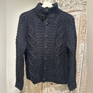 Burberry Navy Cable Knit Cardigan
